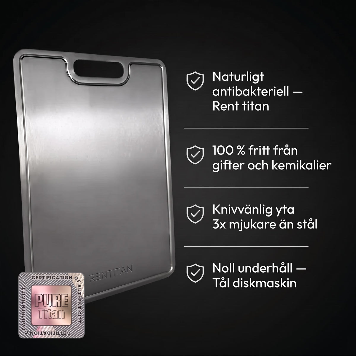 Skärbräda i 100 % rent titan – RENTITAN®
