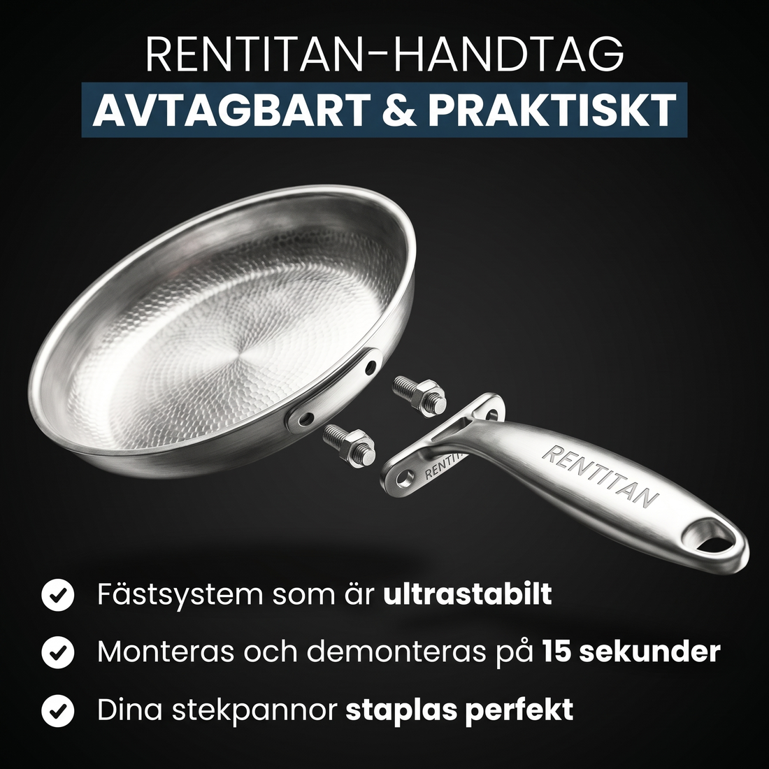 Stekpanna i 100 % ren titan för giftfri matlagning