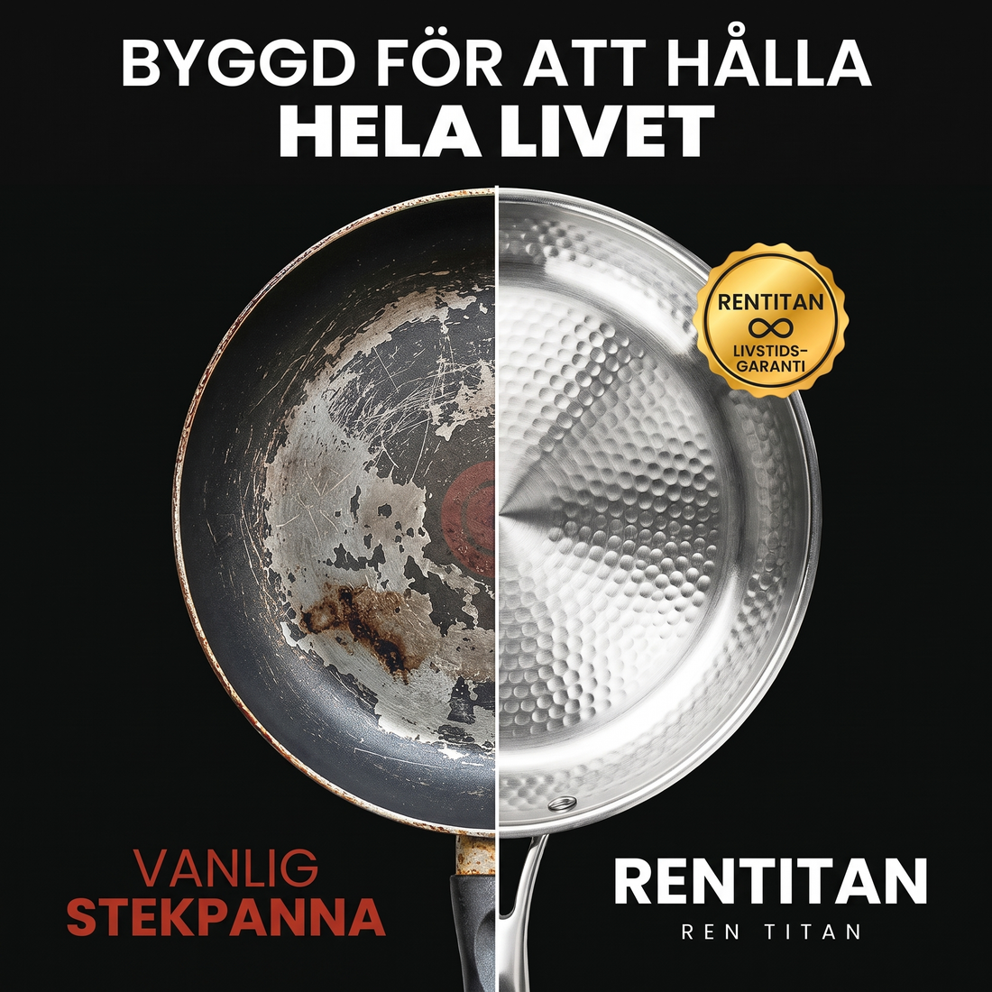 Stekpanna i 100 % ren titan för giftfri matlagning