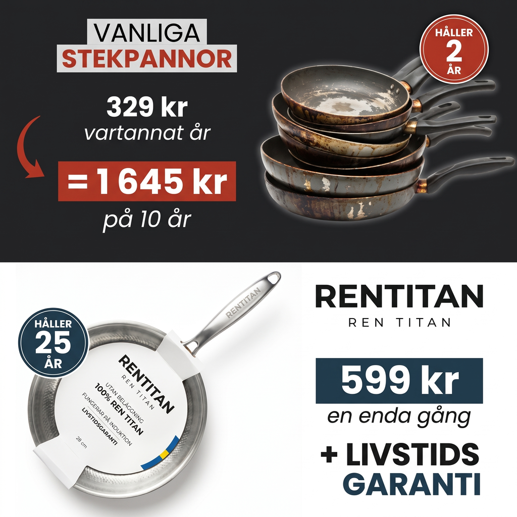 Stekpanna i 100 % ren titan för giftfri matlagning