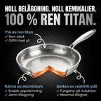 Stekpanna i 100 % ren titan för giftfri matlagning